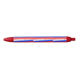 Stylo Bleu Cercles Rayures Bleu Blanc Rouge