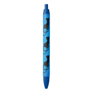 Stylo Bleu Chat noir mauvais aimable bleu