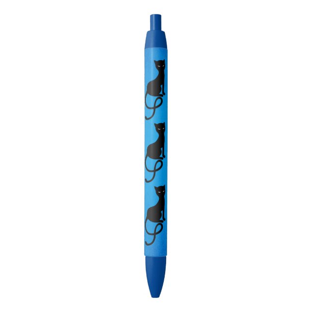 Stylo Bleu Chat noir mauvais aimable bleu (devant Vertical)