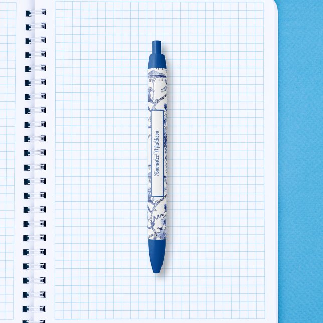 Stylo Bleu Chinoiserie Bleu Blanc d'inspiration asiatique (Créateur téléchargé)