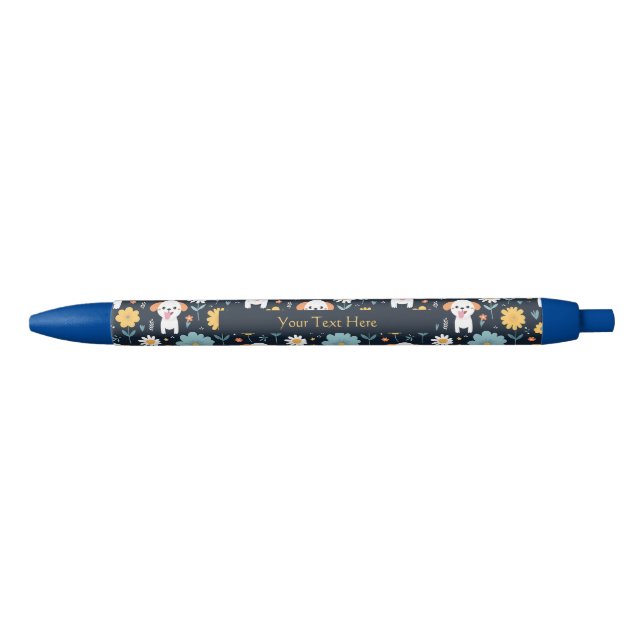 Stylo Bleu Chiot personnalisé adorable (Devant)