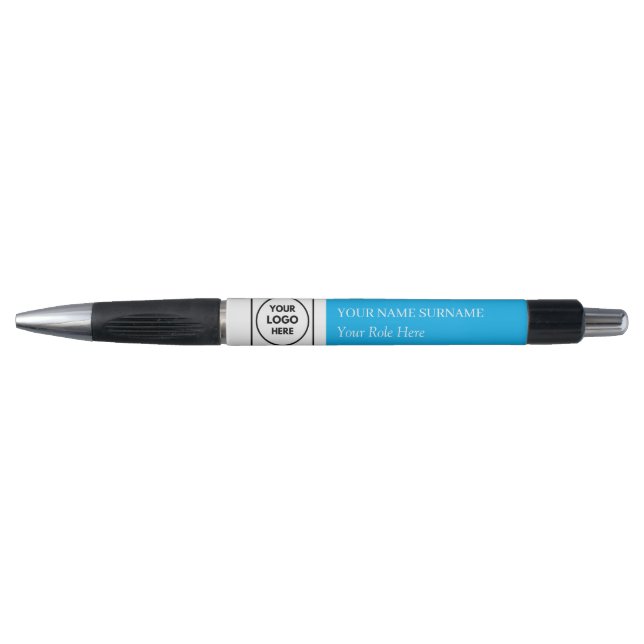 Stylo bleu ciel logo moderne de l'image de marque  (Devant)