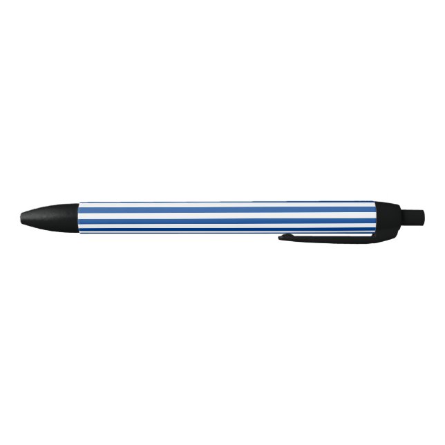 Stylo Bleu Classique Simple Marine moderne Bleu et blanc rayé (Bas)