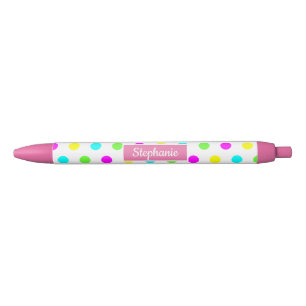 Stylo Bleu Colorful Funny Pois Personnalisé Filles Nom