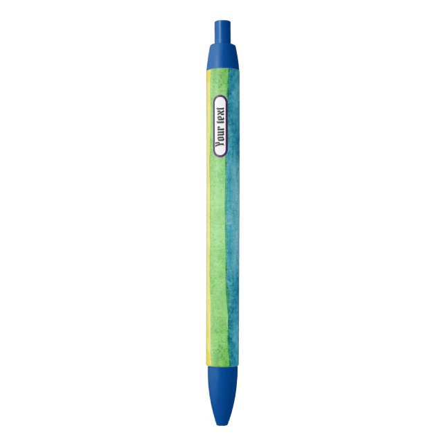 Stylo Bleu Couleur arc-en-ciel personnalisée (devant Vertical)