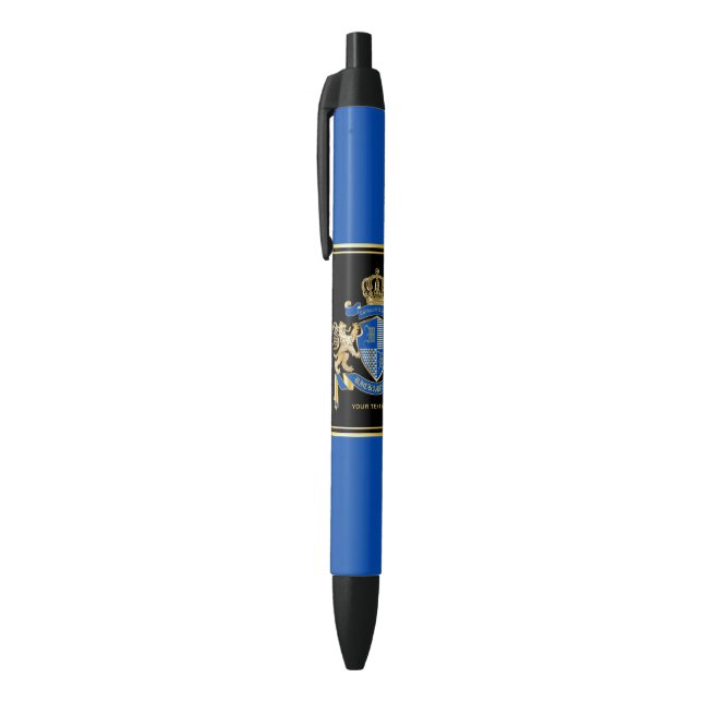 Stylo Bleu Créez votre propre armoirie Blue Gold Lion Emblem (Haut (Vertical))