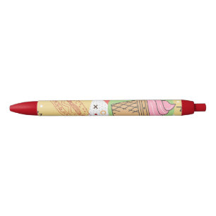 Stylo Bleu Crème glacée pastel Motif ludique abstrait