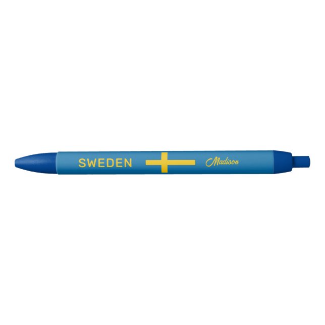 Stylo Bleu Custom Name & Text Swedish Flag (Devant)