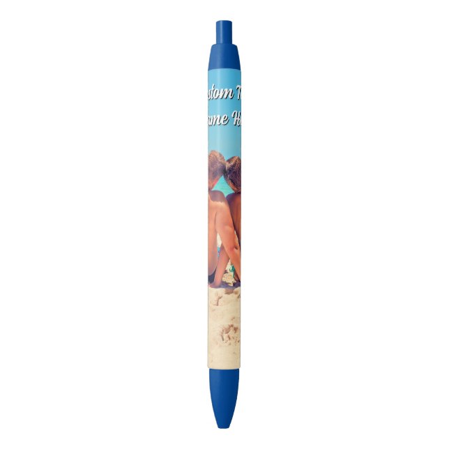 Stylo Bleu Custom Photo Pen Personalized Text (devant Vertical)