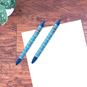 Stylo bleu d'enfant de motif d'ailerons de requin