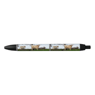 Stylo Bleu Deux vaches de Highland dans des terres paisibles,