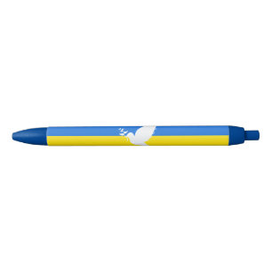 Stylo Bleu Drapeau de l'Ukraine - La colombe de la paix - Lib