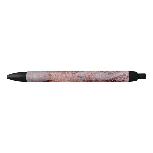 Stylo Bleu Elégant rose en cuivre doré marbre violet (Devant)