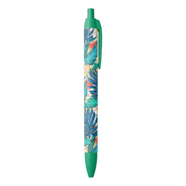 Stylo Bleu Feuilles tropicaux exotiques (Bas (Vertical))