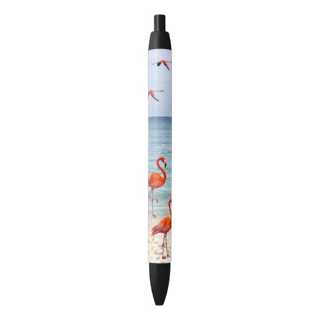 Stylo Bleu Flamants roses sur la plage (devant Vertical)