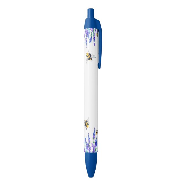 Stylo Bleu Fleurs et abeilles Flying Pen Spring (Bas (Vertical))
