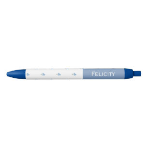 Stylo Bleu Fleurs Ne m'oubliez pas Nom personnalisé