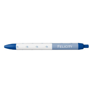 Stylo Bleu Fleurs Ne m'oubliez pas Nom personnalisé 