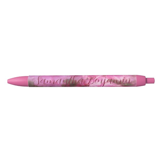 Stylo Bleu Fleurs Rose Tendre (Devant)