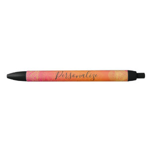 Stylo Bleu Fuchsia rose orange et or indien mandala Glam