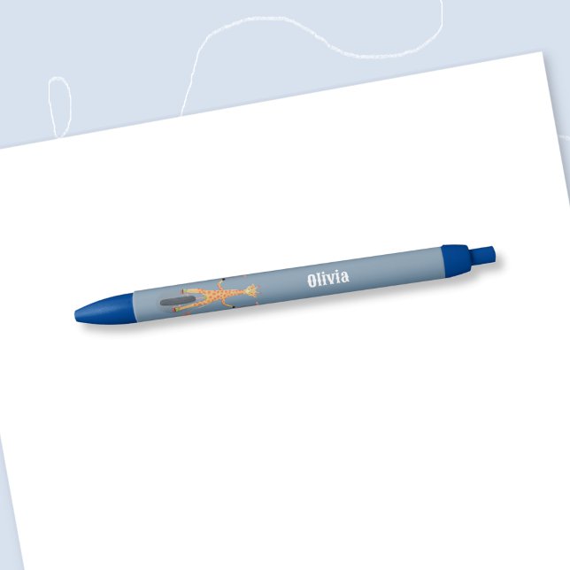Stylo Bleu Giraffe on a Unicycle Kid Personalized Blue Pen (Giraffe on a unicycle kid personalized pen . )