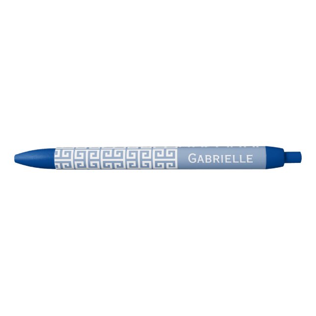 Stylo Bleu Greek Key Blue Custom Name  (Devant)