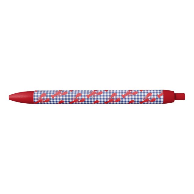 Stylo Bleu Homard Gingham Côte du Maine Amusant (Devant)