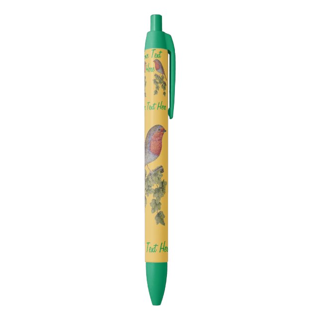Stylo Bleu Illustration de Noël Robin et lierre feuille (Bas (Vertical))