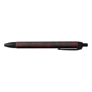 Stylo Bleu Jardin sombre fleurs rouges romantiques gothiques 