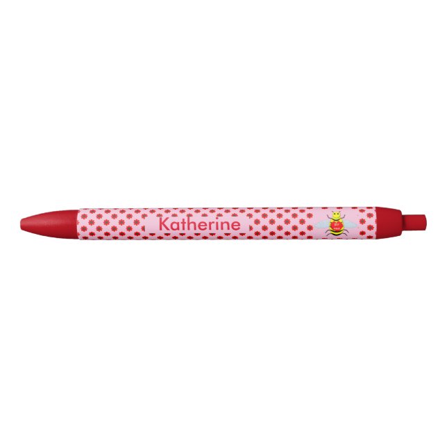 Stylo Bleu Jolie Valentines Jour Abeille Personnalisée (Devant)