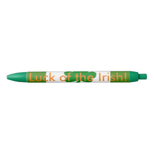 Stylo Bleu La chance des Shamrocks verts irlandais