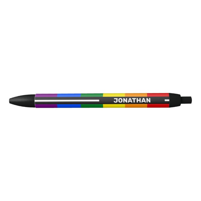 Stylo Bleu LGBTQ Nom personnalisable Gay pride drapeau Arc-en (Devant)