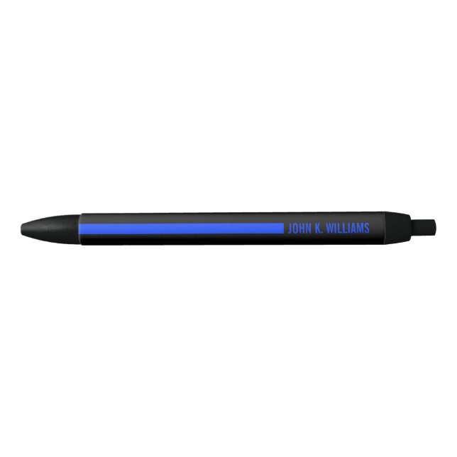 Stylo Bleu Ligne bleue mince se terminant par un nom ou un te (Devant)