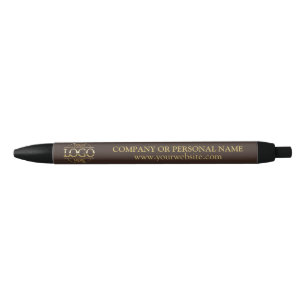 Stylo Bleu Logo de marque professionnelle Brown et or