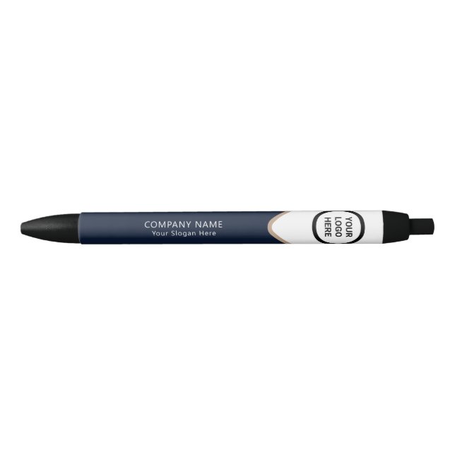 Stylo Bleu Logo d'entreprise Exécutif Corporate Navy Or (Devant)