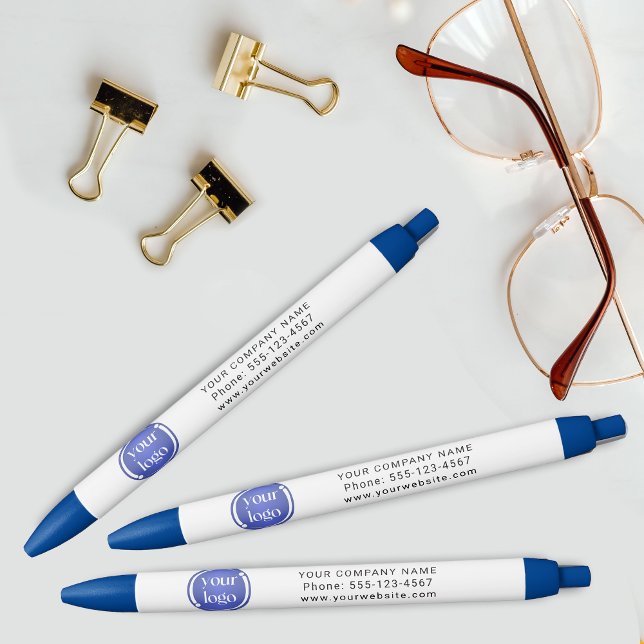 Stylo Bleu Logo et Texte Professionnels Simples et Modernes (Créateur téléchargé)