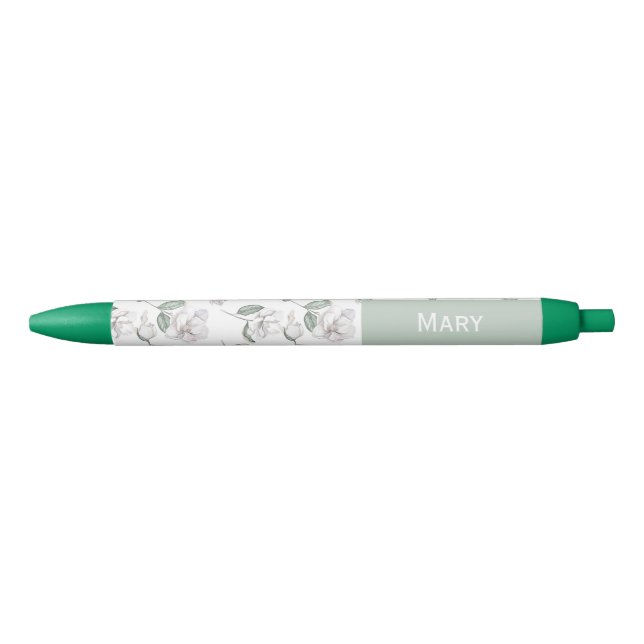 Stylo Bleu Magnolia Flower Custom Name  (Devant)