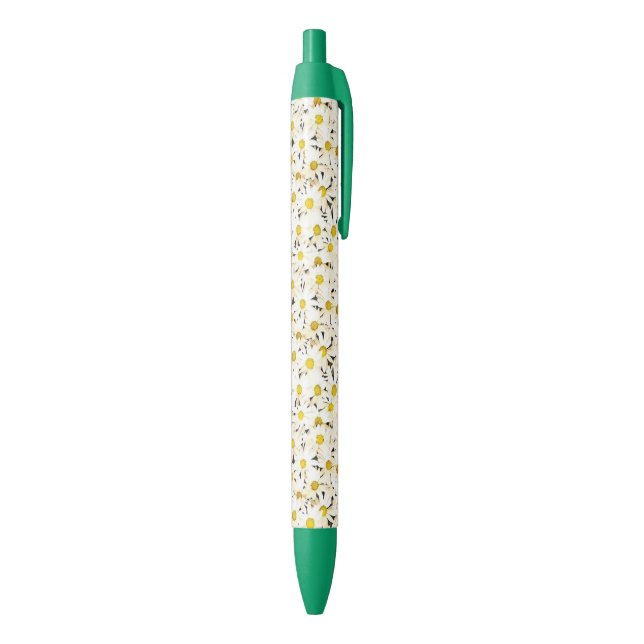 Stylo Bleu Modèle design vert Floral Blanc tendance (Bas (Vertical))