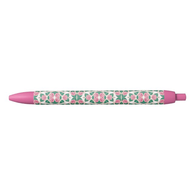 Stylo Bleu Modèle floral délicat (Devant)