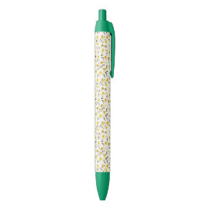 Stylo Bleu Modèle Floral White Daisies Green Trendy Design