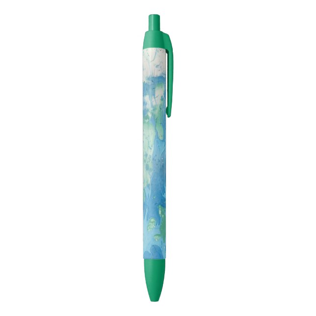 Stylo Bleu Moderne Élégant Modèle Abstrait Bleu Vert Blanc (Bas (Vertical))