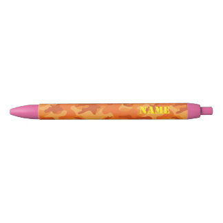 Stylo Bleu Motif camouflage orange école jaune NOM Enfants Av
