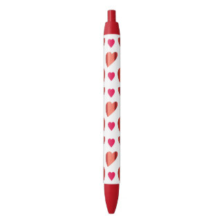 Stylo Bleu Motif de Coeurs rouges vierges et solides