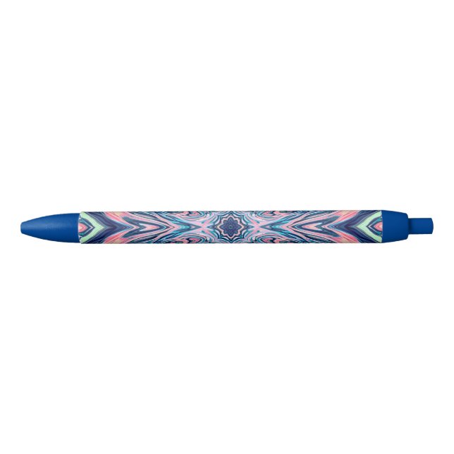 Stylo Bleu motif de corail d'agate océanique (Devant)