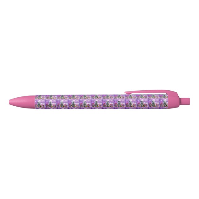 Stylo Bleu Motif de logo de suricate rose, (Haut)