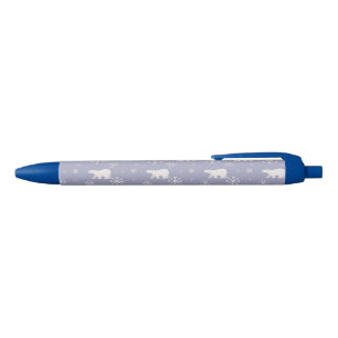 Stylo Bleu Motif de Noël avec ours polaires et flocons de nei