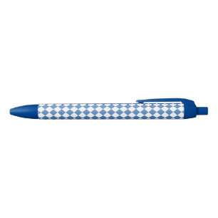 Stylo Bleu Motif diamant à carreaux bleu blanc