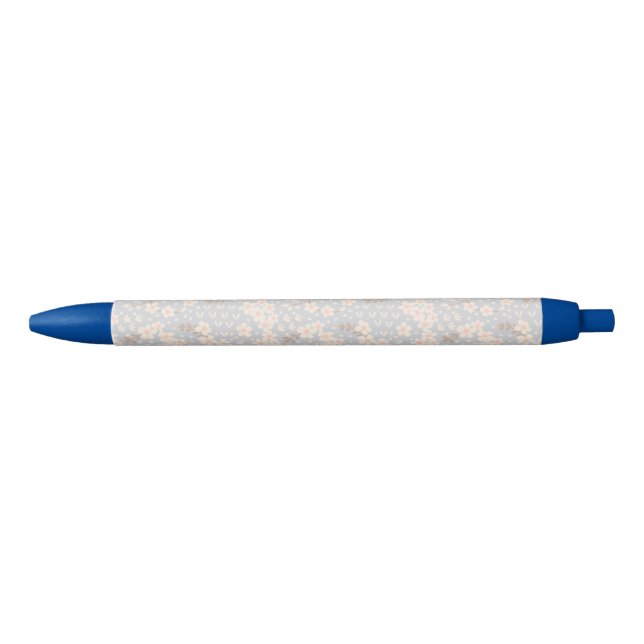 Stylo Bleu Motif fleur de myosotis (Devant)