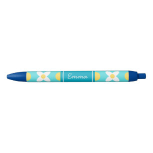 Stylo Bleu Motif floral Turquoise Bleu Rétro