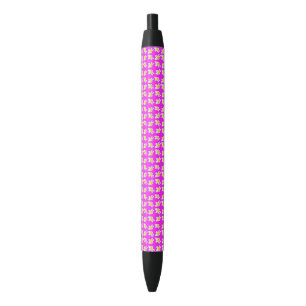 Stylo Bleu Motif Frangipani Rose Chaud Et Jaune,